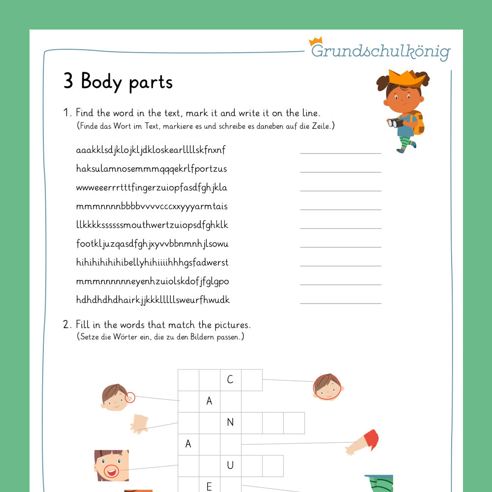 Englisch, 3./4. Klasse: Wiederholung des Jahresstoffs 1