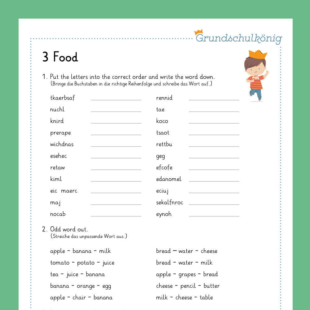Englisch, 3./4. Klasse: Wiederholung des Jahresstoffs 2