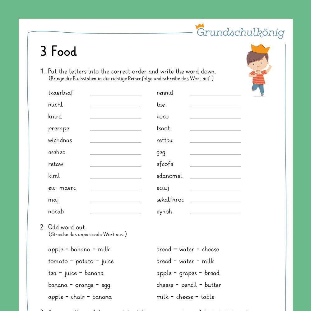 Englisch, 3./4. Klasse: Wiederholung des Jahresstoffs 2