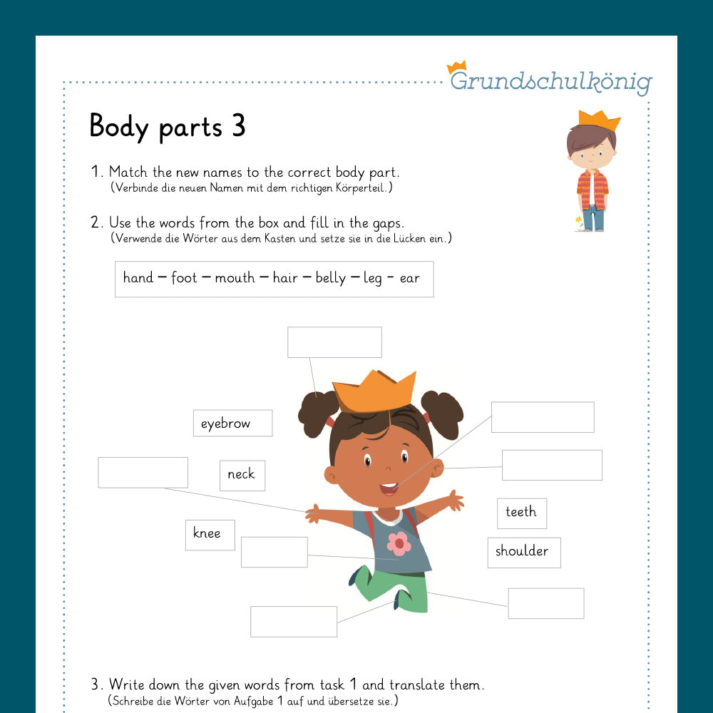 Königspaket: body parts (Englisch, 3. & 4. Klasse)