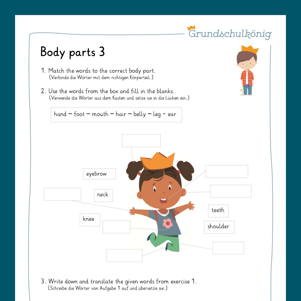 Königspaket: body parts (Englisch, 3. & 4. Klasse)