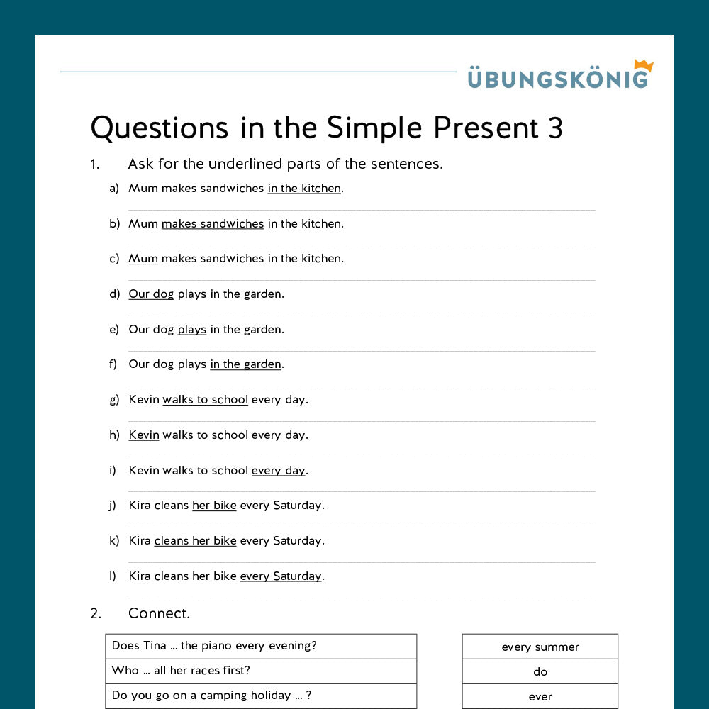 Königspaket: Simple Present - Questions (Englisch, 5. Klasse) - inklusive Test!
