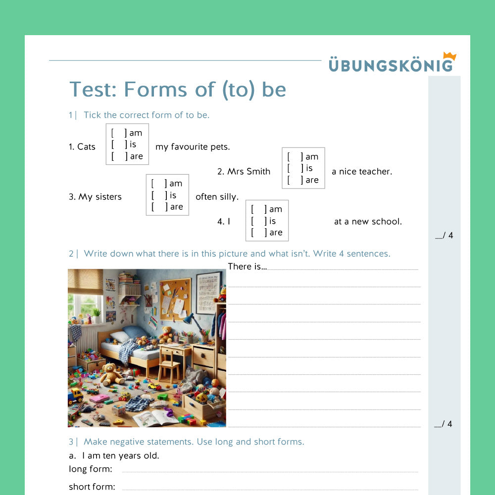 Königspaket: Simple Present - Forms of (to) be (Englisch, 5. Klasse) - inklusive Test