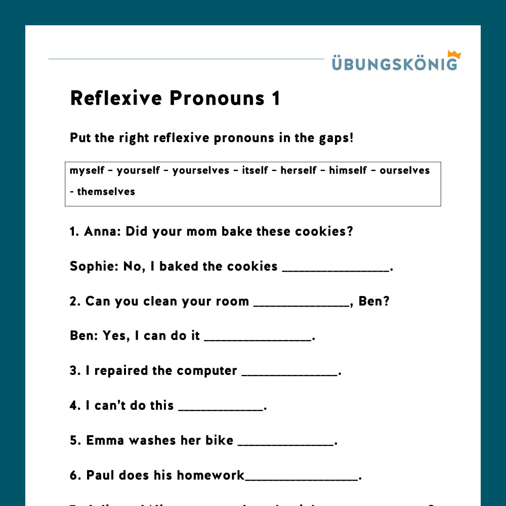 Königspaket: Reflexive Reciprocal Pronouns (Englisch, 7. Klasse)