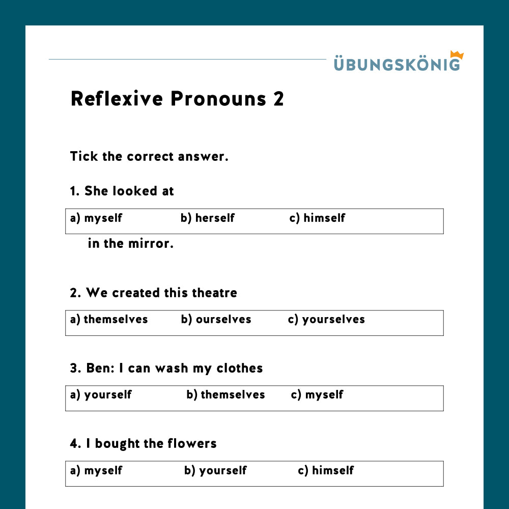 Königspaket: Reflexive Reciprocal Pronouns (Englisch, 7. Klasse)