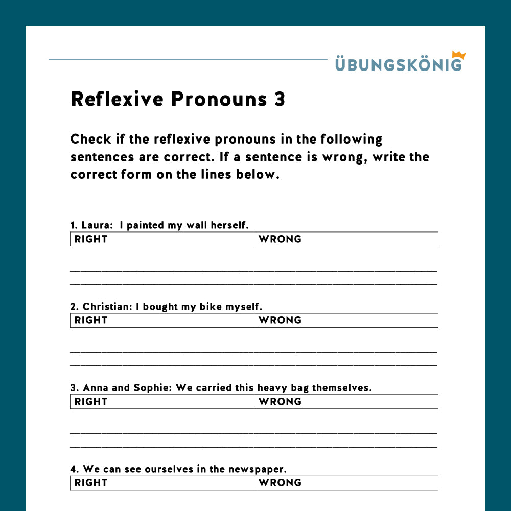 Königspaket: Reflexive Reciprocal Pronouns (Englisch, 7. Klasse)