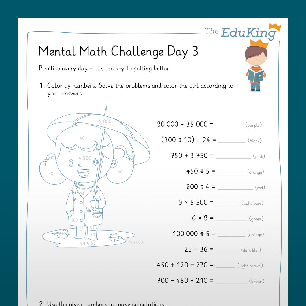 EduKing: Mental Math Challenges with 5 Digit Numbers (Math, Grade 4)