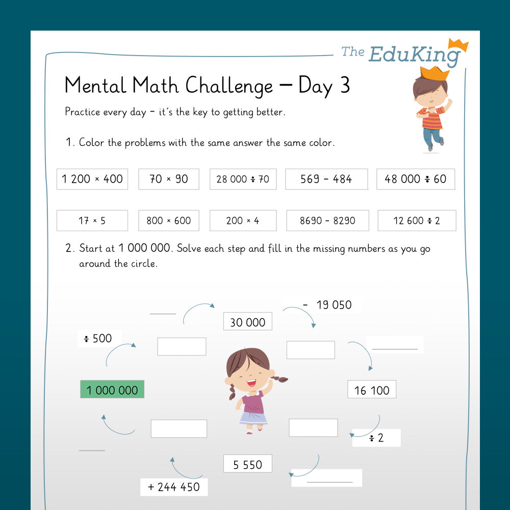 EduKing: Mental Math Challenges with 6 Digit Numbers (Math, Grade 4)