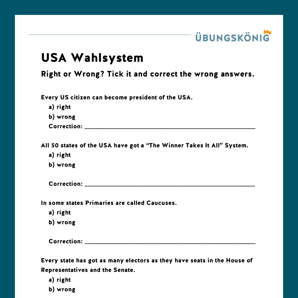 Königspaket: Englisch, System USA (Politik)