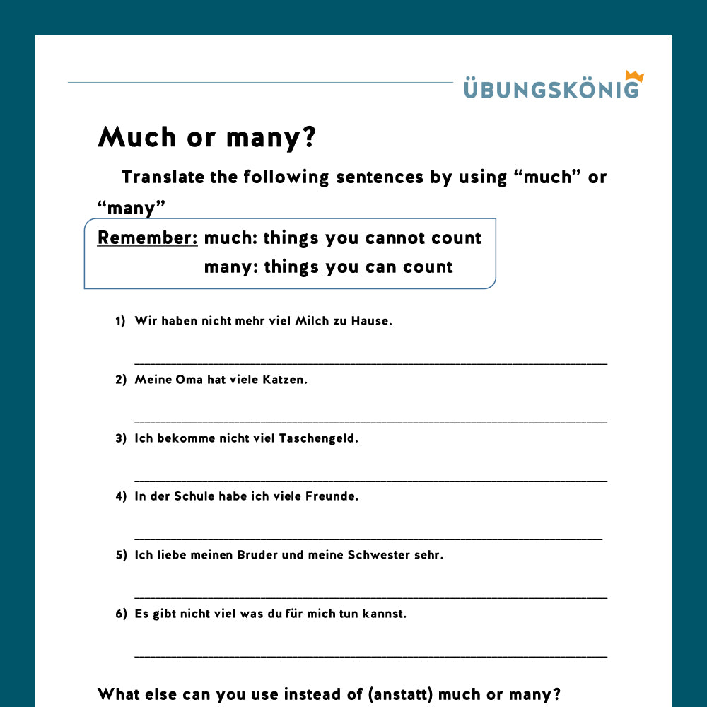 Königspaket: Englisch, Much or Many (Vocabulary)