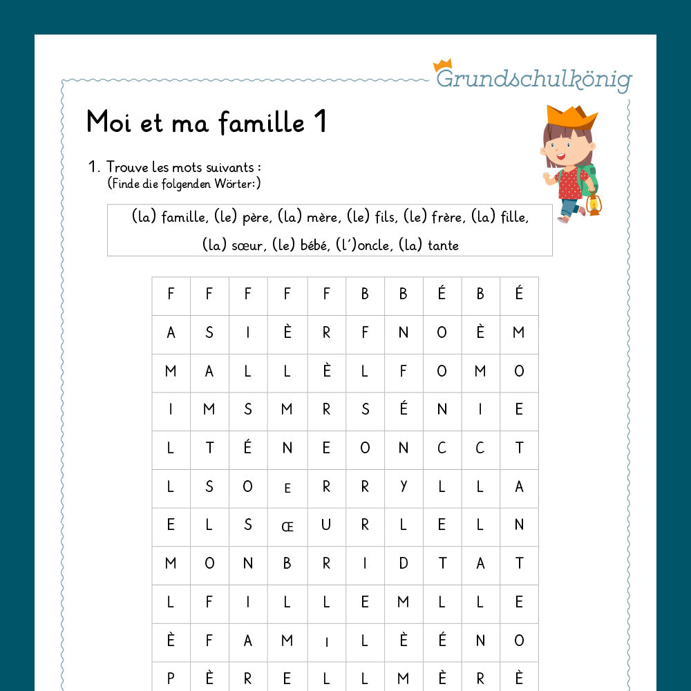 King's package: Moi et ma famille (French in primary school)