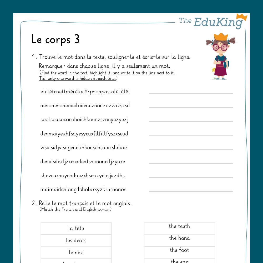 Master Bundle: le corps / the body (French for Elementary School)
