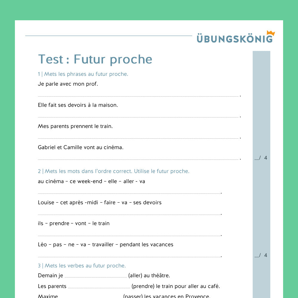 Königspaket: Zukunft - Futur proche (Französisch, 1. & 2. Lernjahr) - inklusive Test!