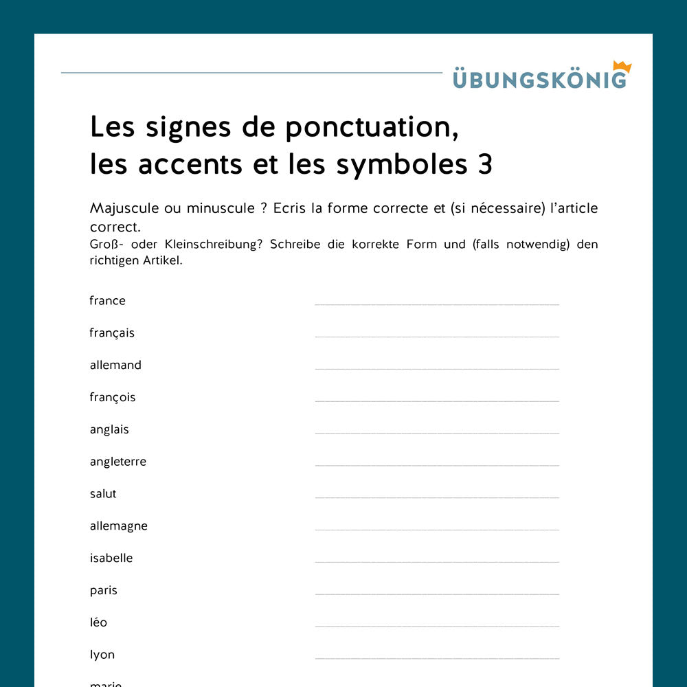 Premium package: Punctuation & Accents - Les signes & les accents (French, 1st year) - including test!