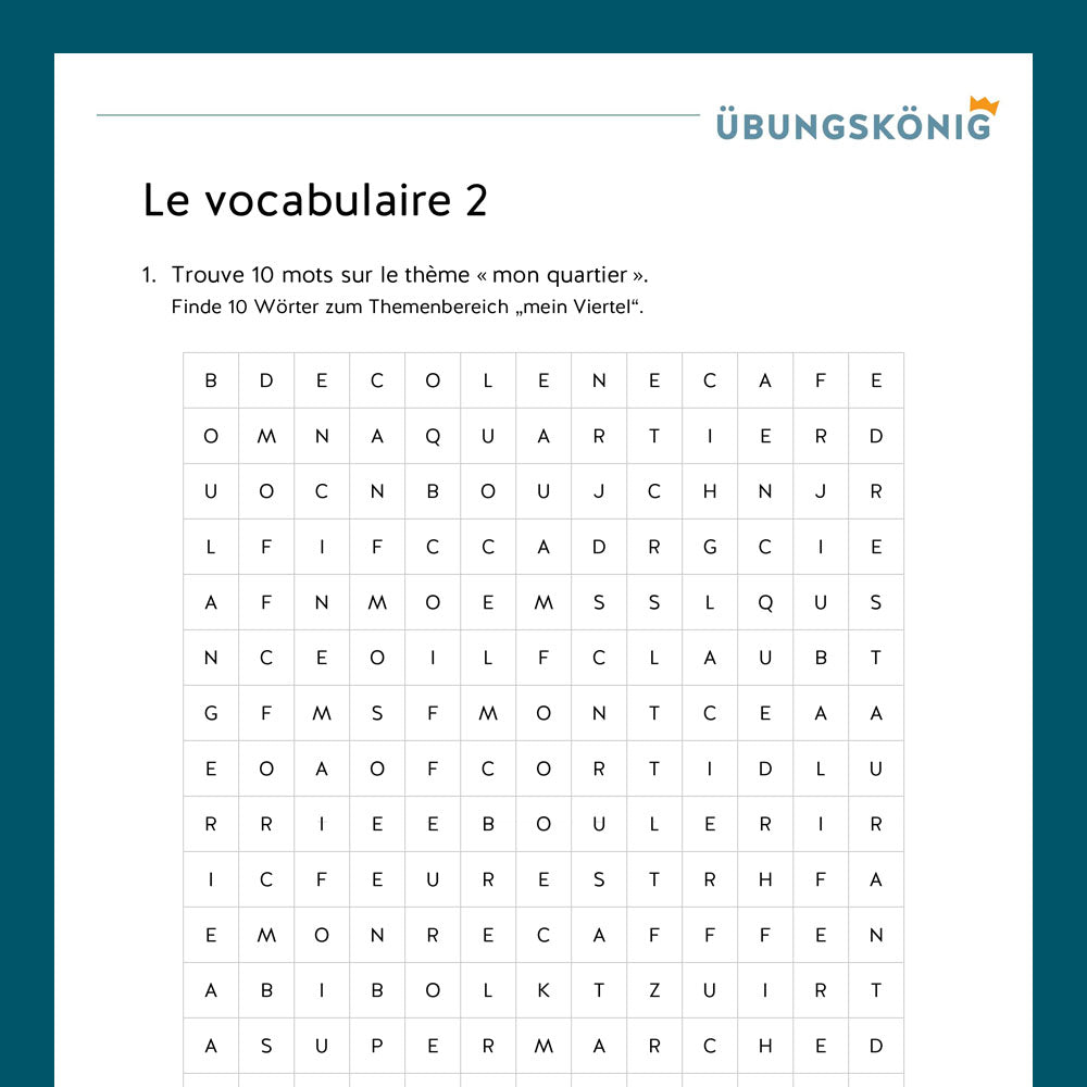 Königspaket: Grundlagen Vokabeln (Französisch, 1. Lernjahr) - inklusive Test!