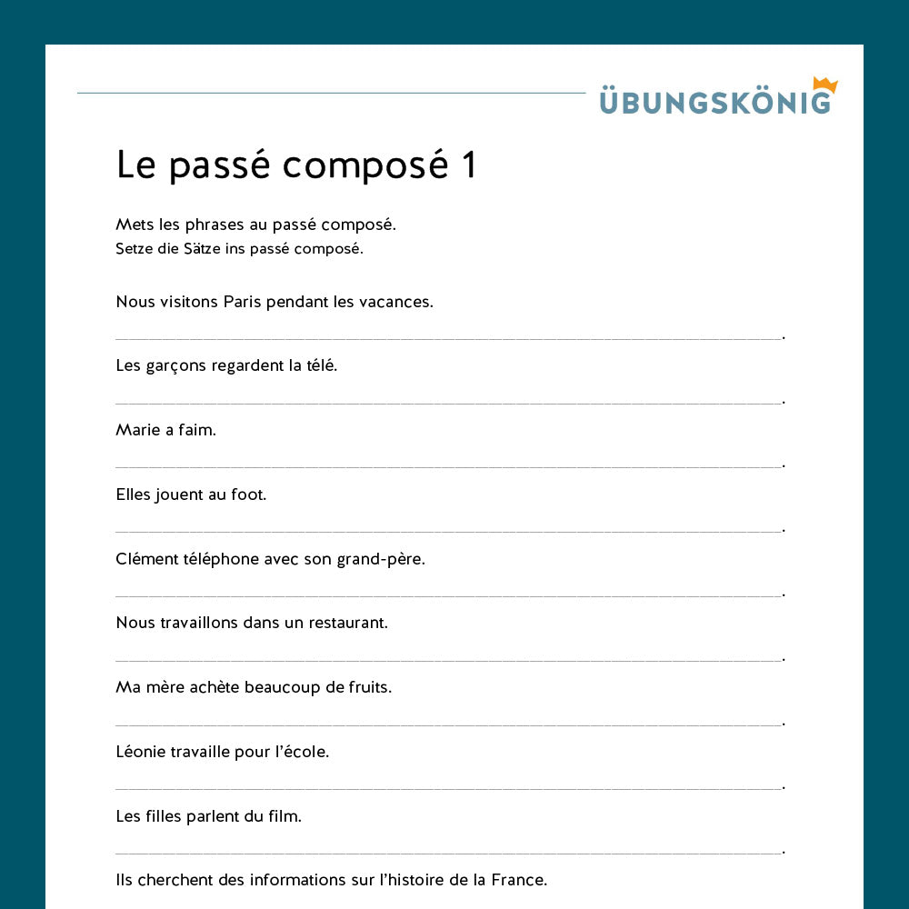 Premium package: Passé composé (French, 2nd year) – including test!