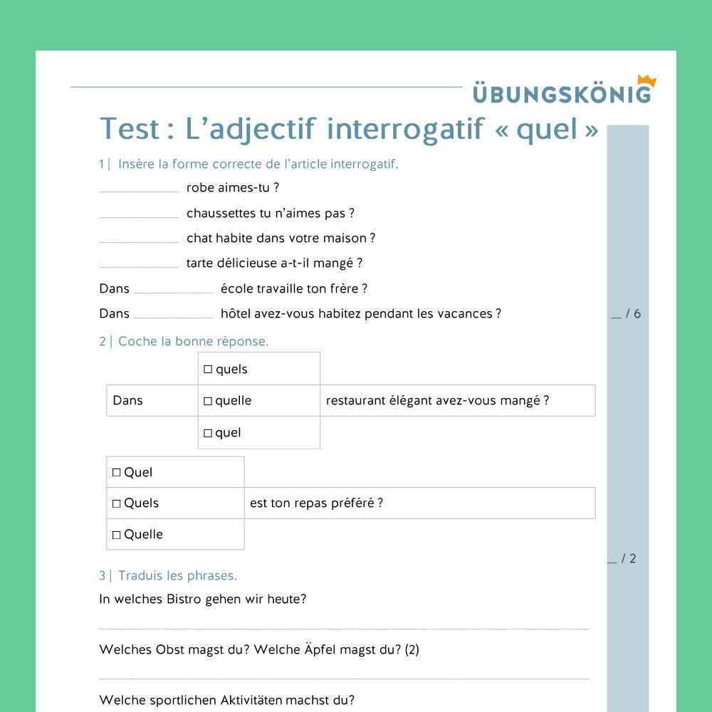 Königspaket: Fragebegleiter quel (Französisch, 2. Lernjahr) - inklusive Test