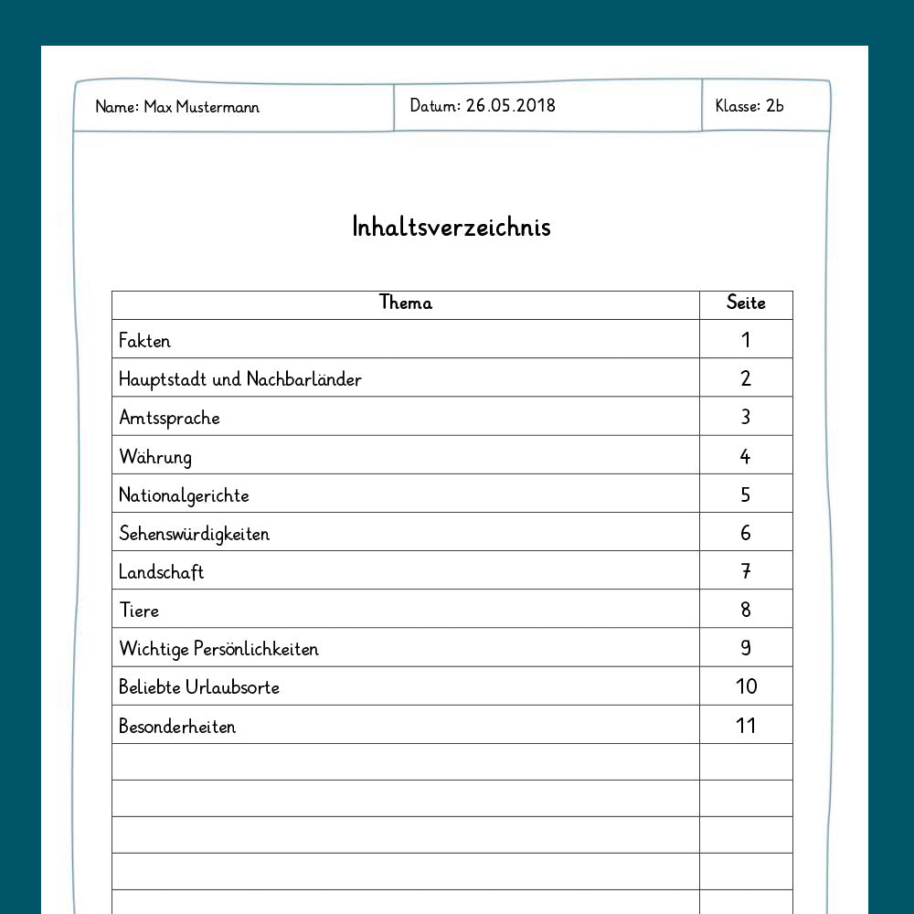 Portfolio (Sachkunde, 3. & 4. Klasse)