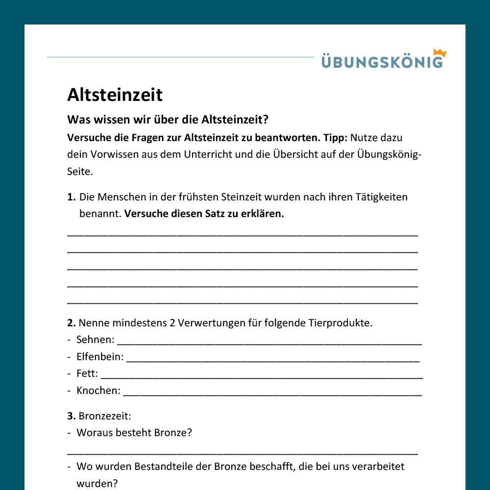 Königspaket: Altsteinzeit (Geschichte, 7. Klasse)