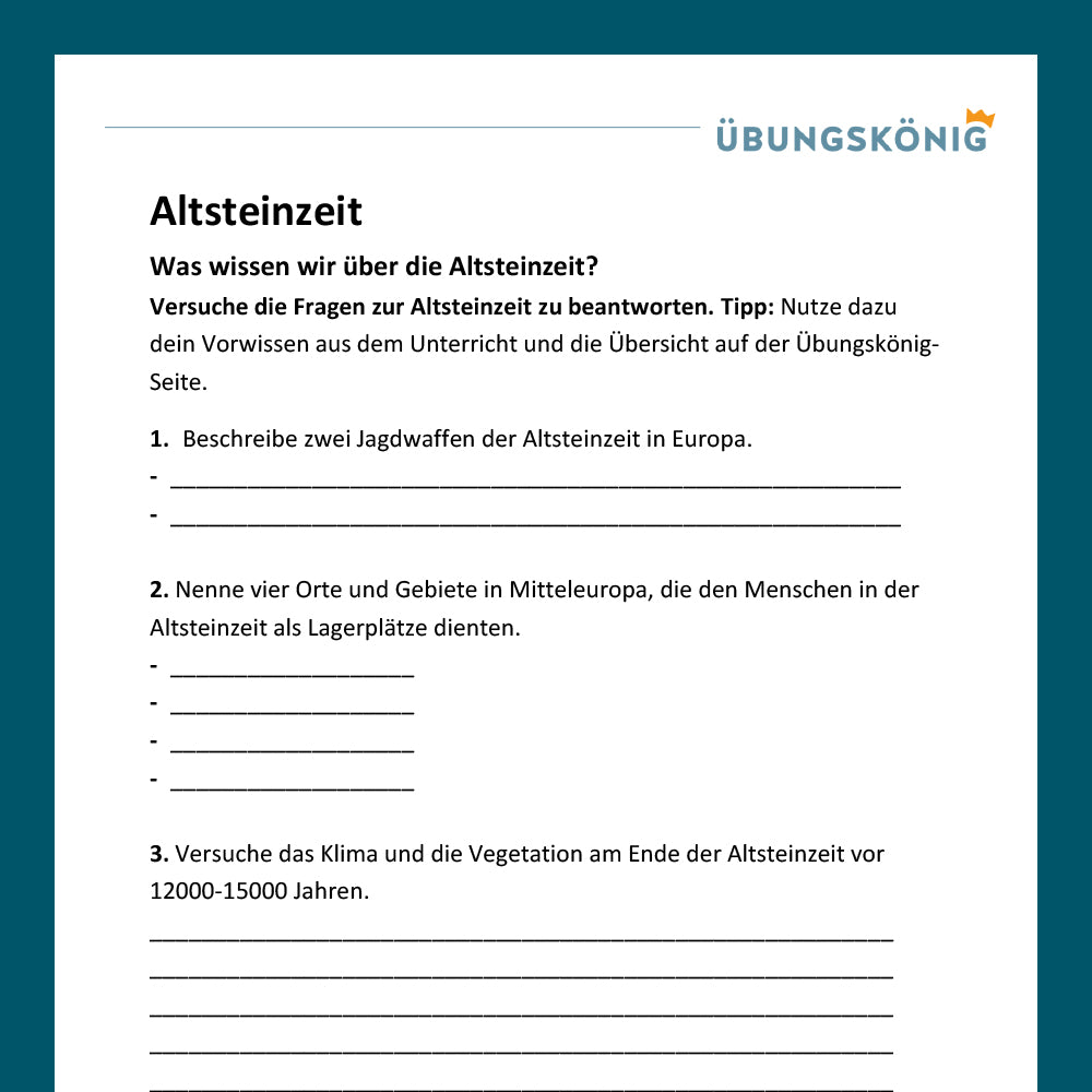Königspaket: Altsteinzeit (Geschichte, 7. Klasse)
