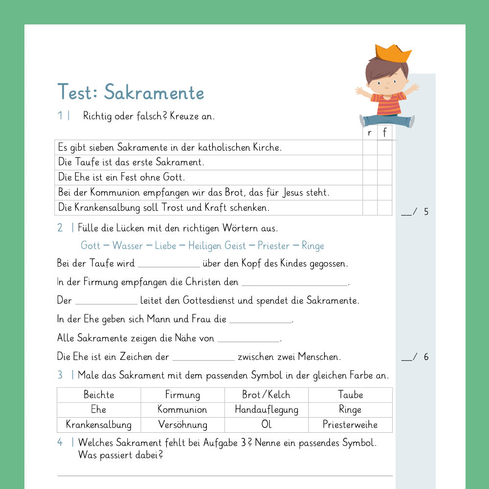 Königspaket: Sakramente (katholische Religionslehre) - inklusive Test
