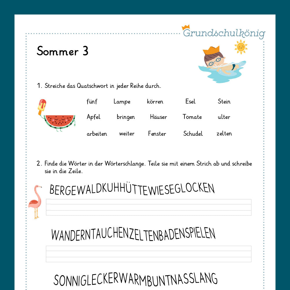 Königspaket: Sommer - Deutsch (1. Klasse)