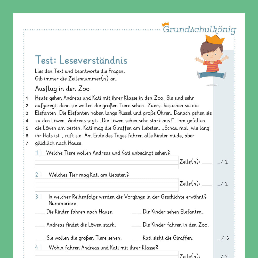 Königspaket: Textverständnis (Deutsch, 2. Klasse) - inklusive Test