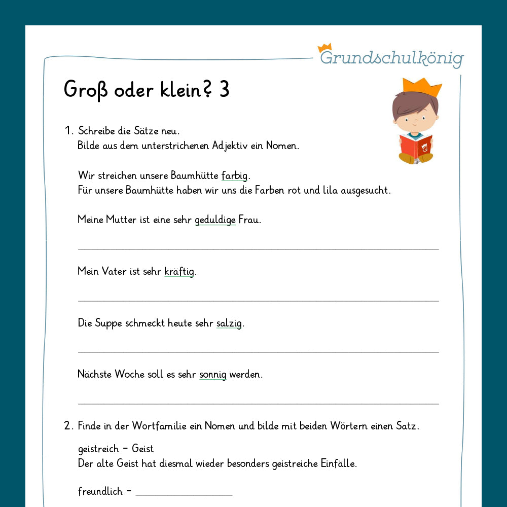 Königspaket: Groß- und Kleinschreibung (Deutsch, 3. Klasse) - inklusive Test!