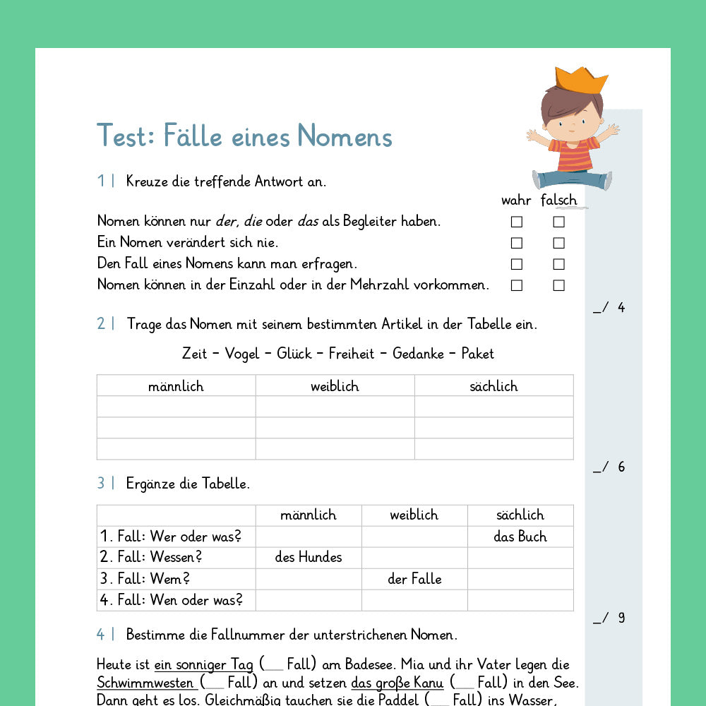 Königspaket: Die vier Fälle (Grammatik) - inklusive Test