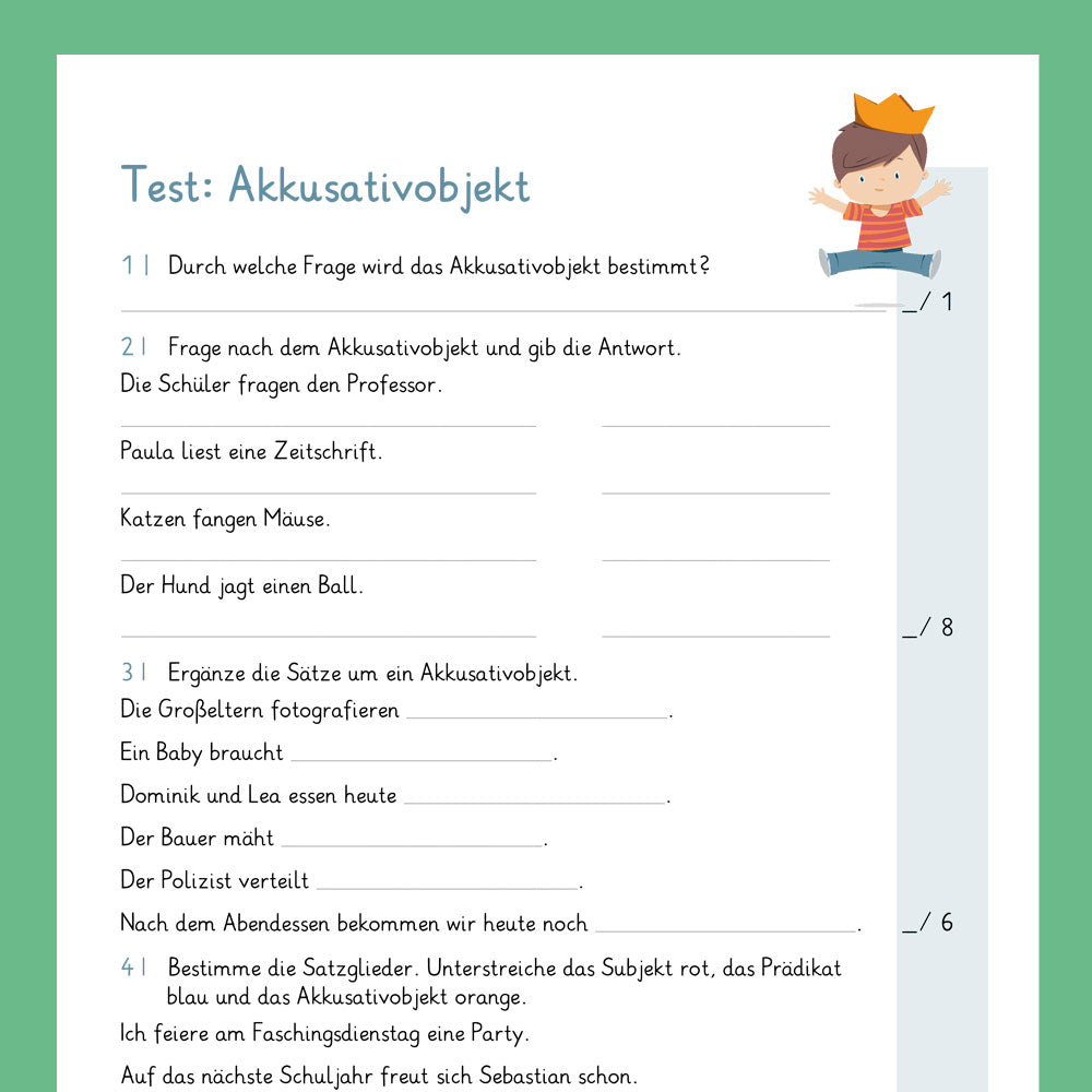 Königspaket: Akkusativobjekt (Deutsch, 4. Klasse) - inklusive Test