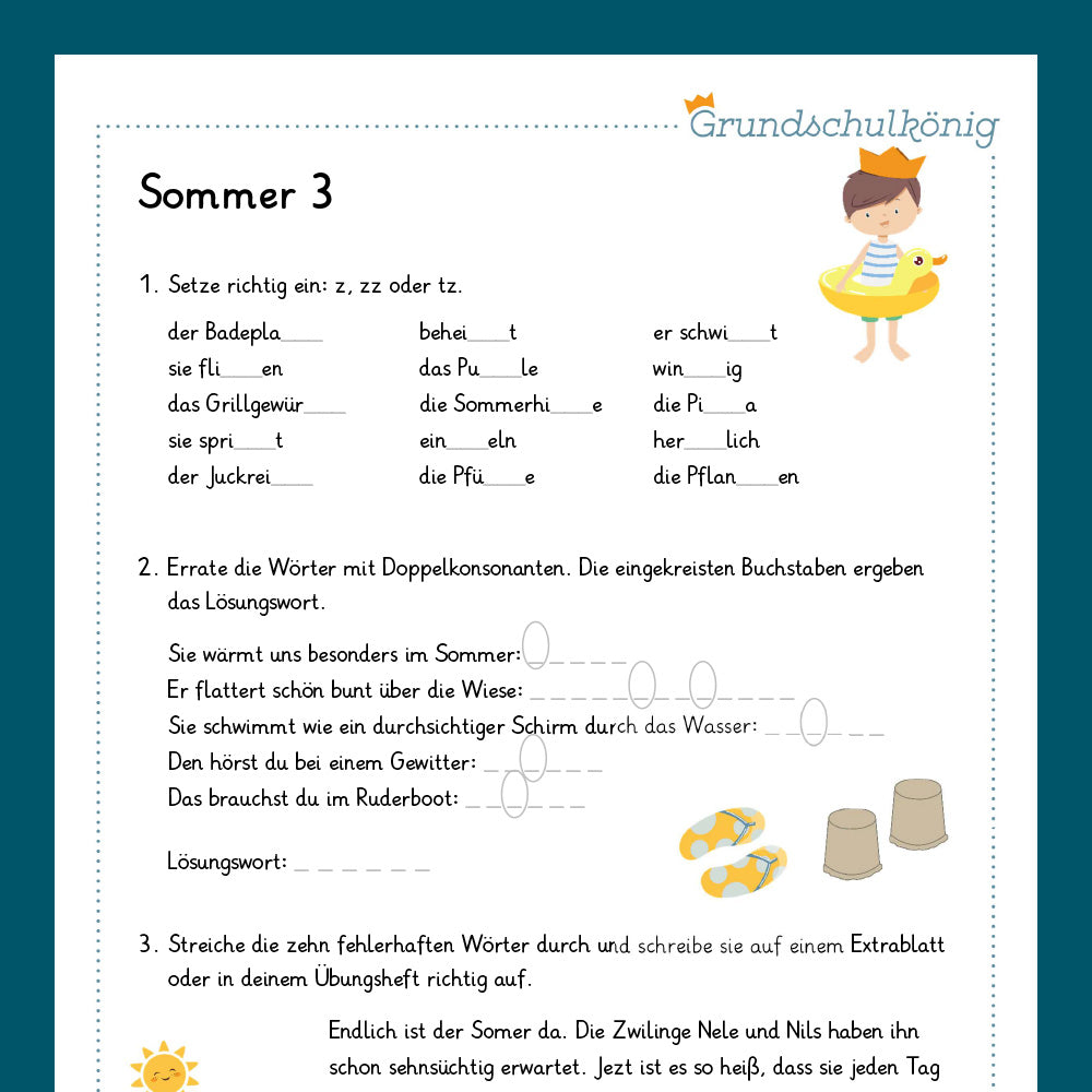 Königspaket: Sommer - Deutsch (4. Klasse)