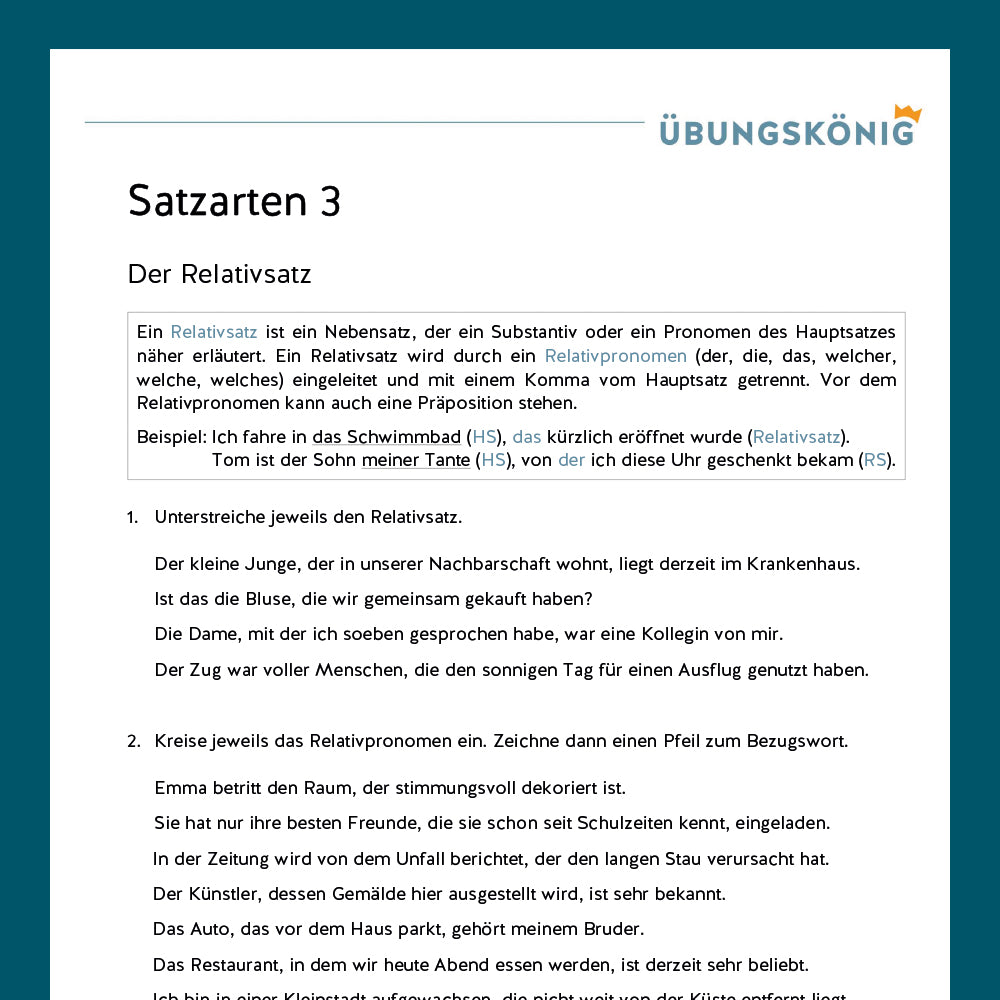 Königspaket: Satzarten (Deutsch, 5. Klasse) - inklusive Test!