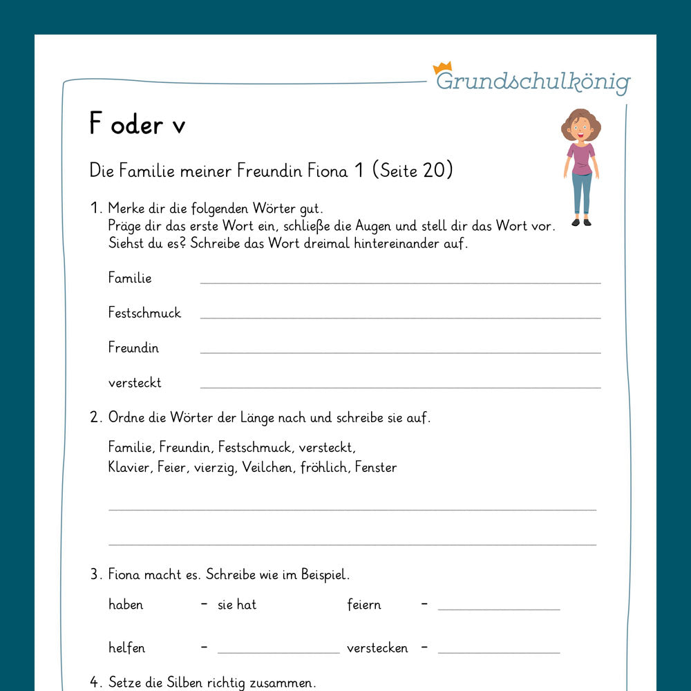 King package: Exercises for 99 dictations "f or v"