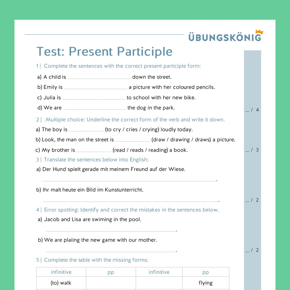 Königspaket: Present Participle (Englisch, 5. Klasse) - inklusive Test