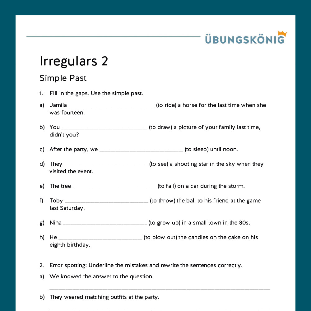 Königspaket: Irregular Verbs / gemischte Übungen (Englisch, 6. Klasse) - inklusive Test!