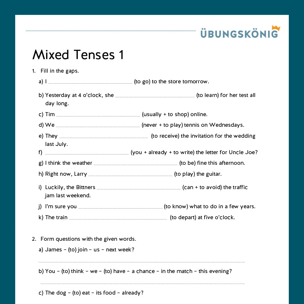 Königspaket: Mixed Tenses - (Englisch, 6. Klasse) - inklusive Test
