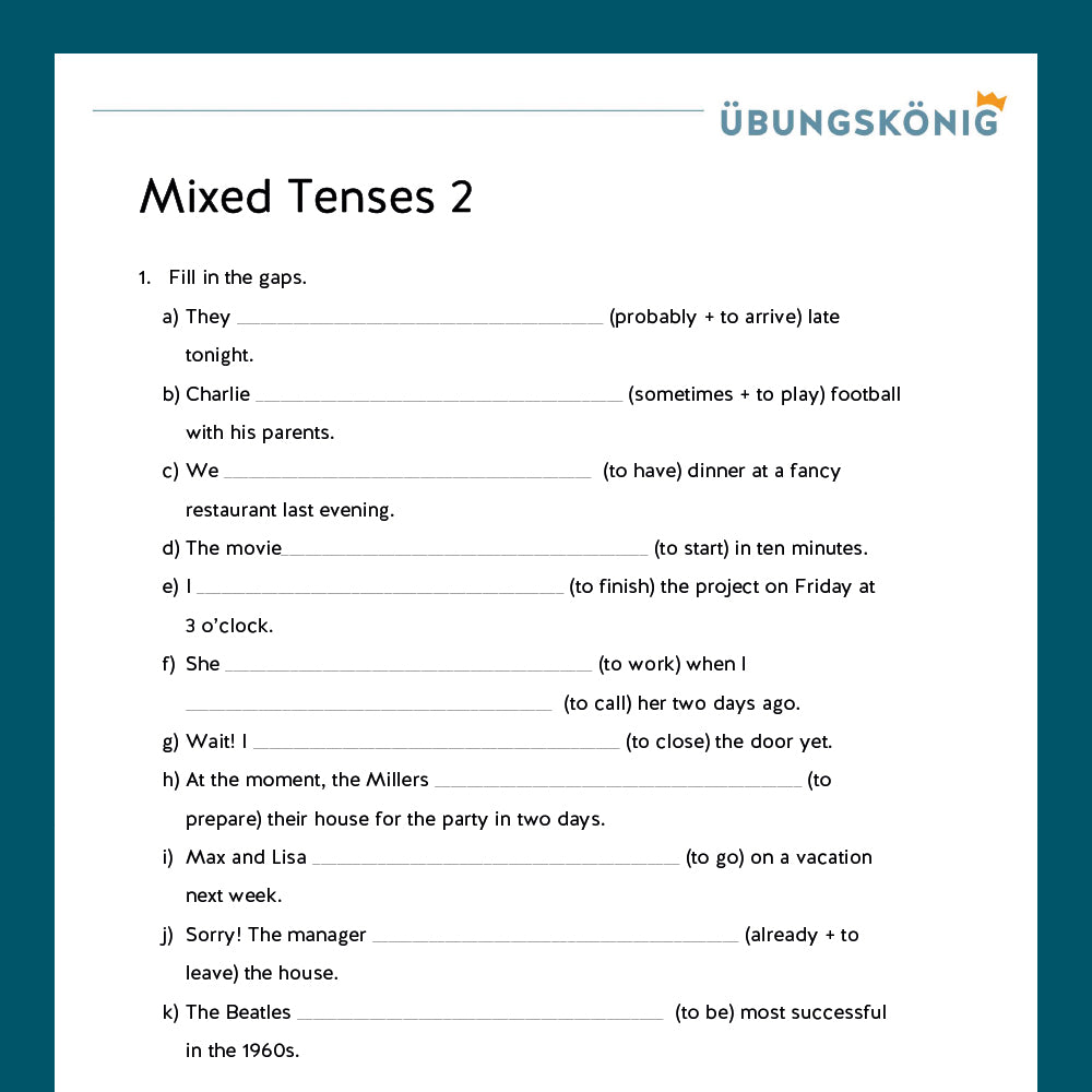 Königspaket: Mixed Tenses - (Englisch, 6. Klasse) - inklusive Test