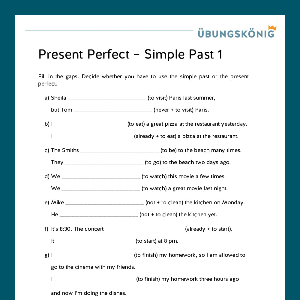 Königspaket: Simple Past or Present Perfect (Englisch, 6. Klasse) - inklusive Test!
