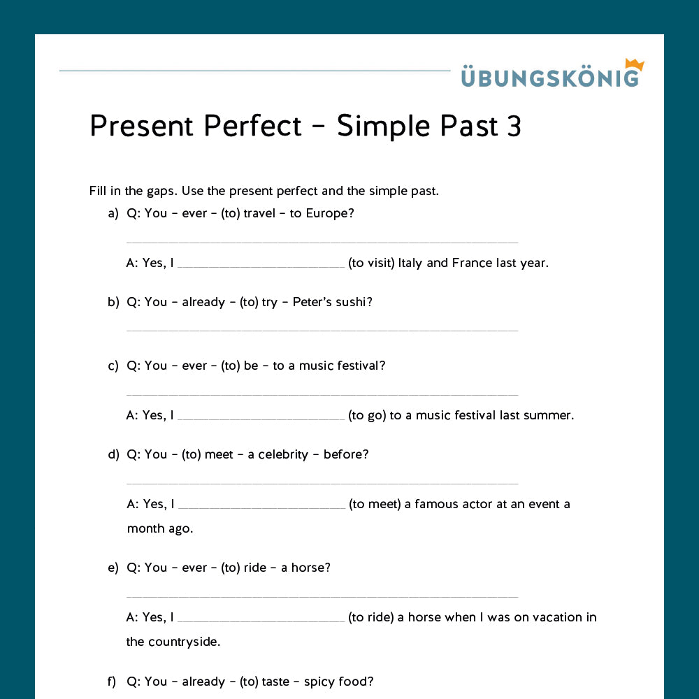 Königspaket: Simple Past or Present Perfect (Englisch, 6. Klasse) - inklusive Test!
