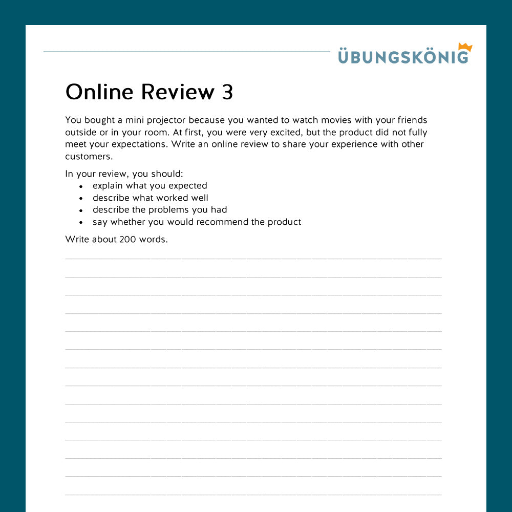 Königspaket: Guided Writing - Online Review (Englisch, 7. Klasse)