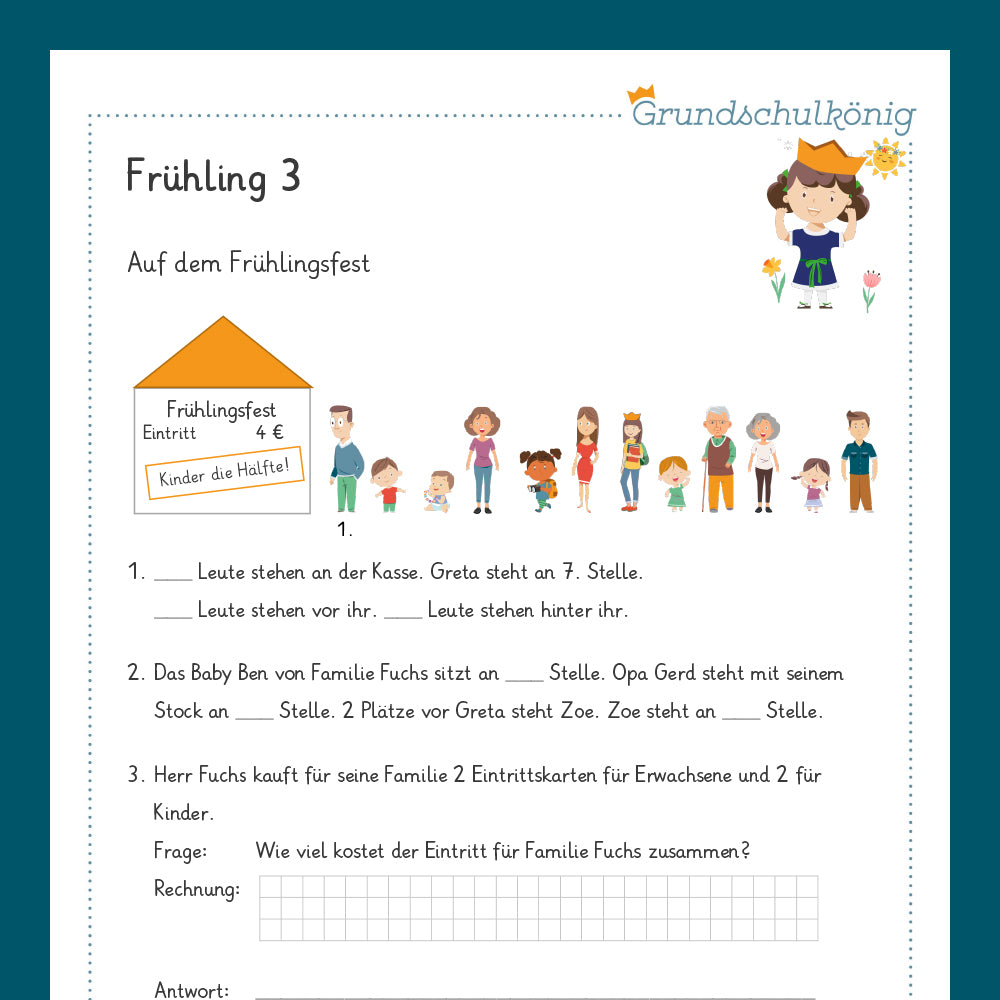 Königspaket: Frühling (Mathe, 1. Klasse)