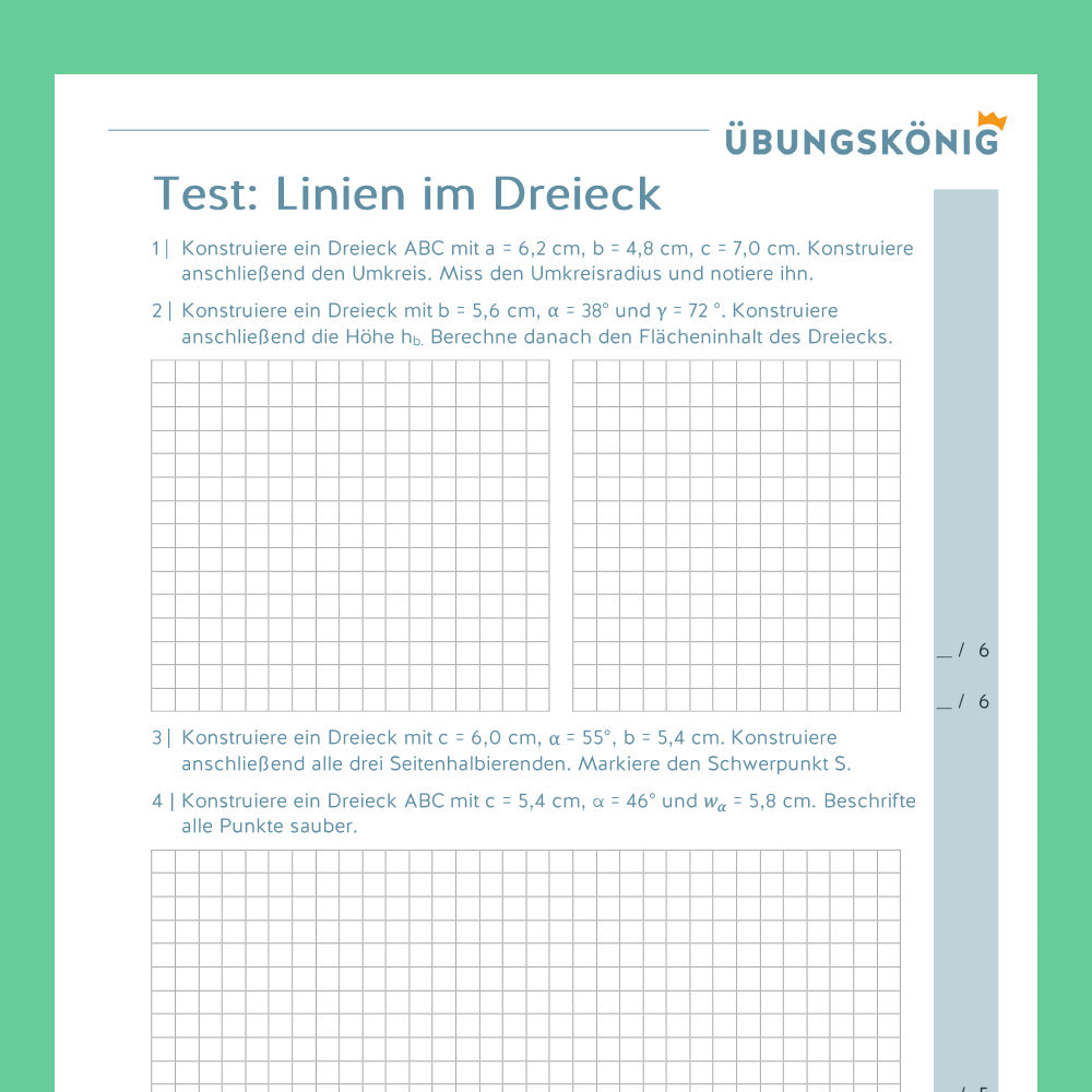 Königspaket: Besondere Linien im Dreieck (Mathe, 7. Klasse) - inklusive Test