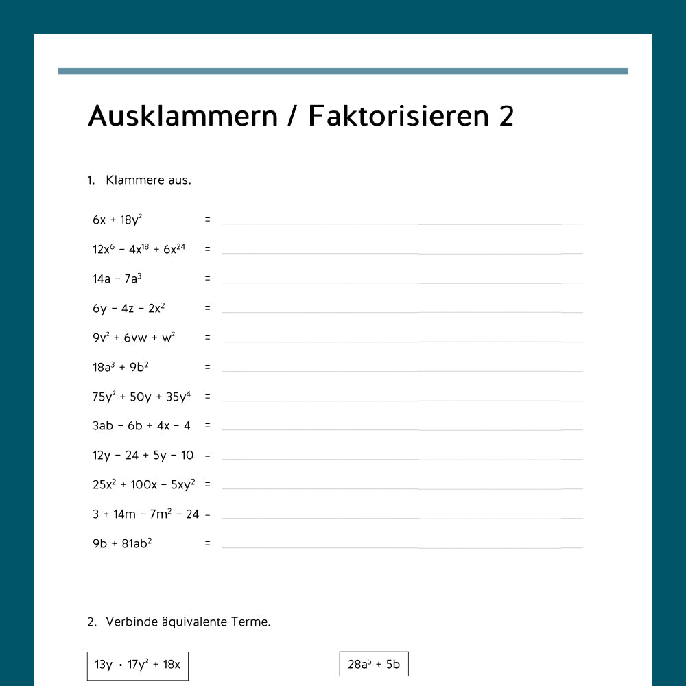 Königspaket: Faktorisieren (Mathe, 7. Klasse)