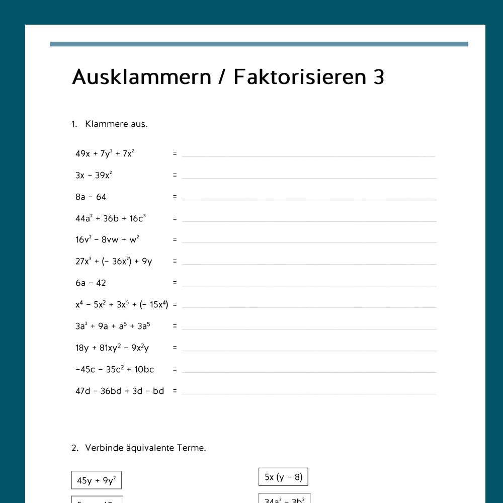 Königspaket: Faktorisieren (Mathe, 7. Klasse)