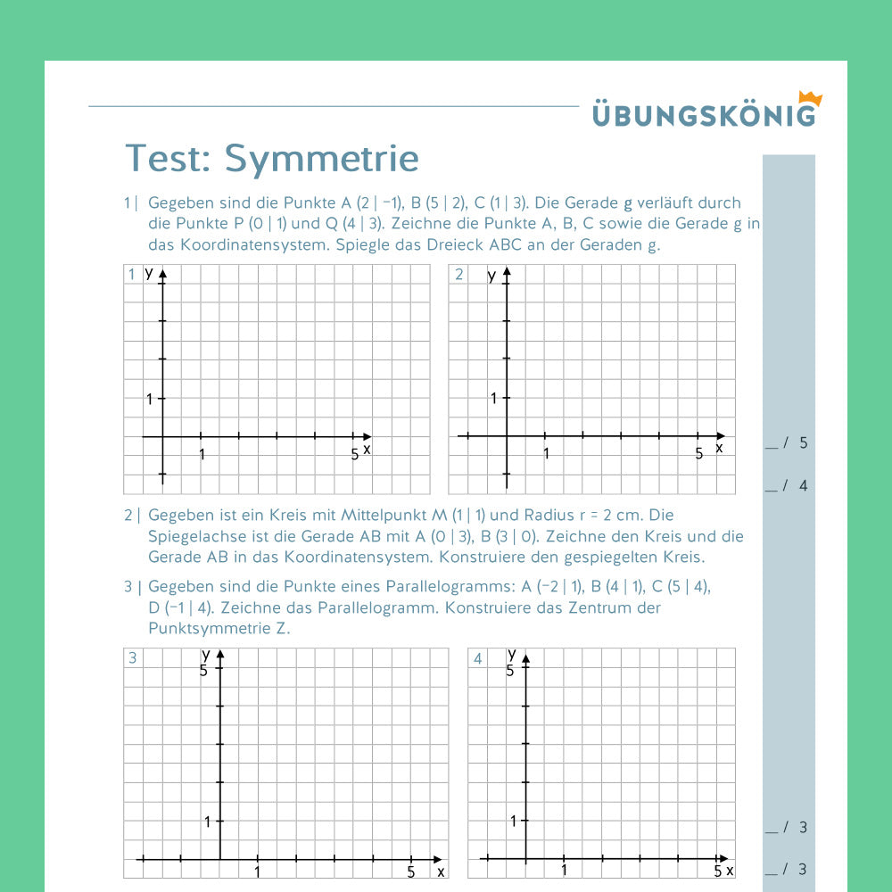 Königspaket: Symmetrie (Mathe, 7. Klasse) - inklusive Test