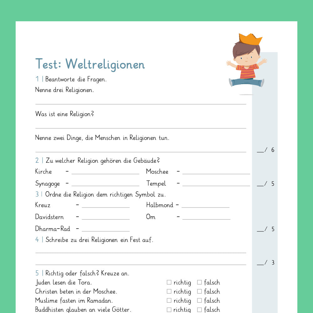 Königspaket: Weltreligionen (Religionsunterricht) - inklusive Test