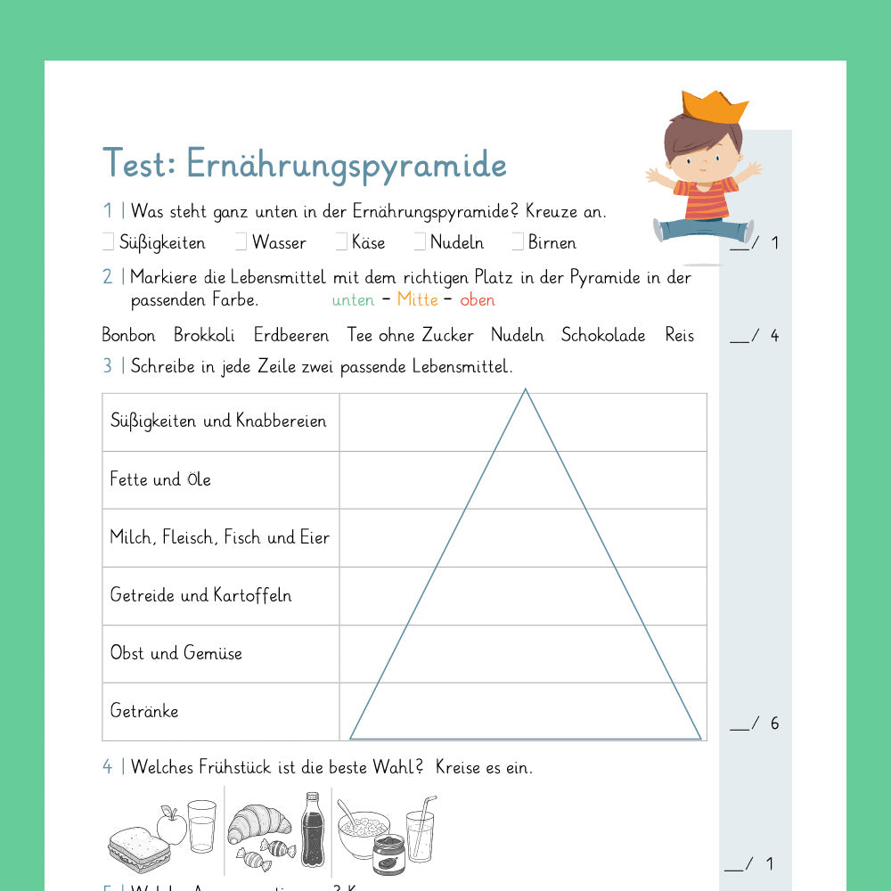 Königspaket: Ernährungspyramide (Sachkunde 3.& 4. Klasse)