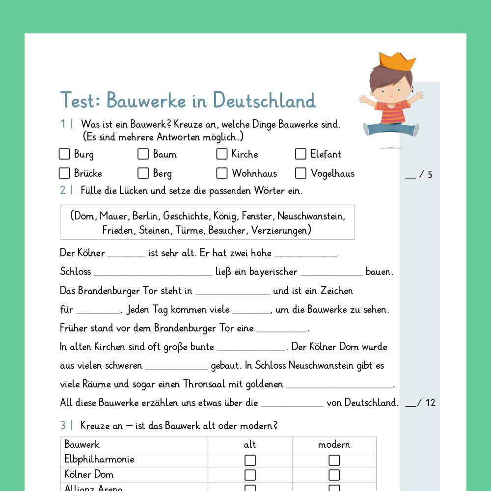 Königspaket: Bauwerke in Deutschland (Sachkunde) - inklusive Test