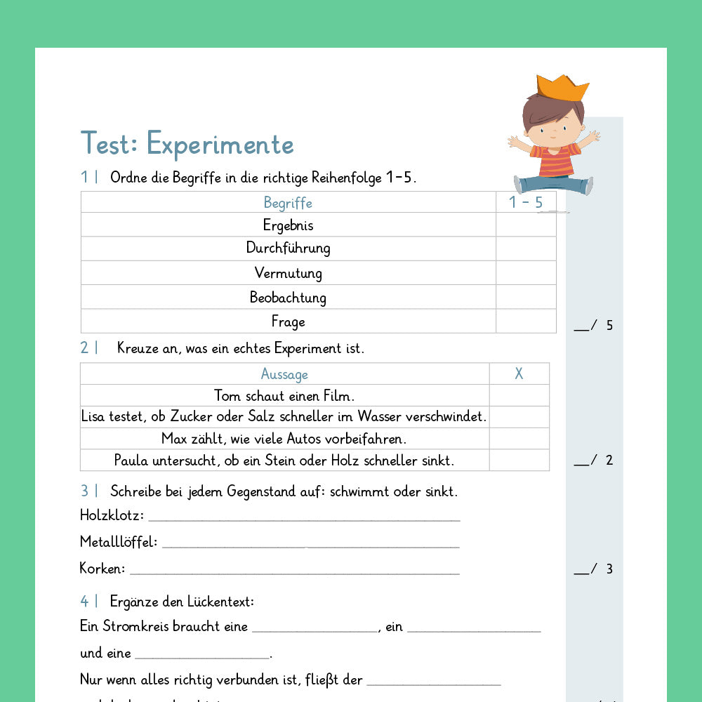 Königspaket: Experimente (Sachkunde) - inklusive Test