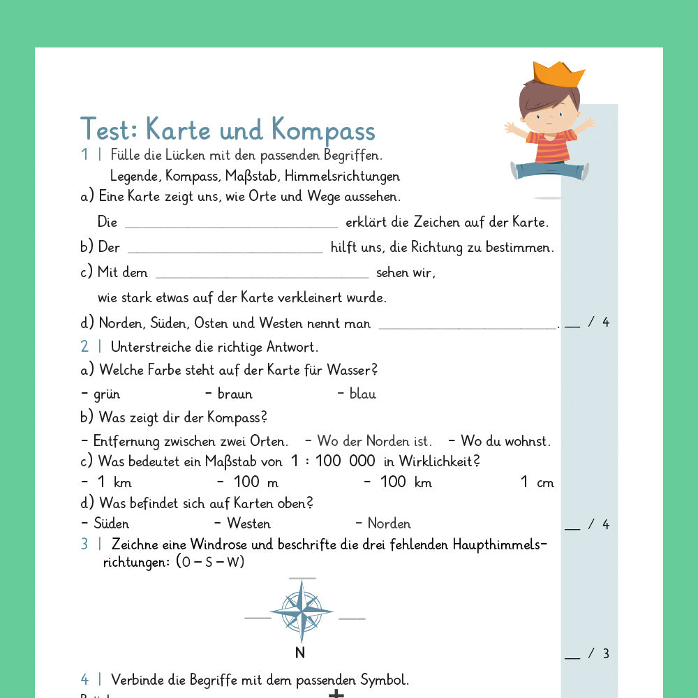 Königspaket: Landkarte & Kompass (Sachkunde, 3. & 4. Klasse) - inklusive Test